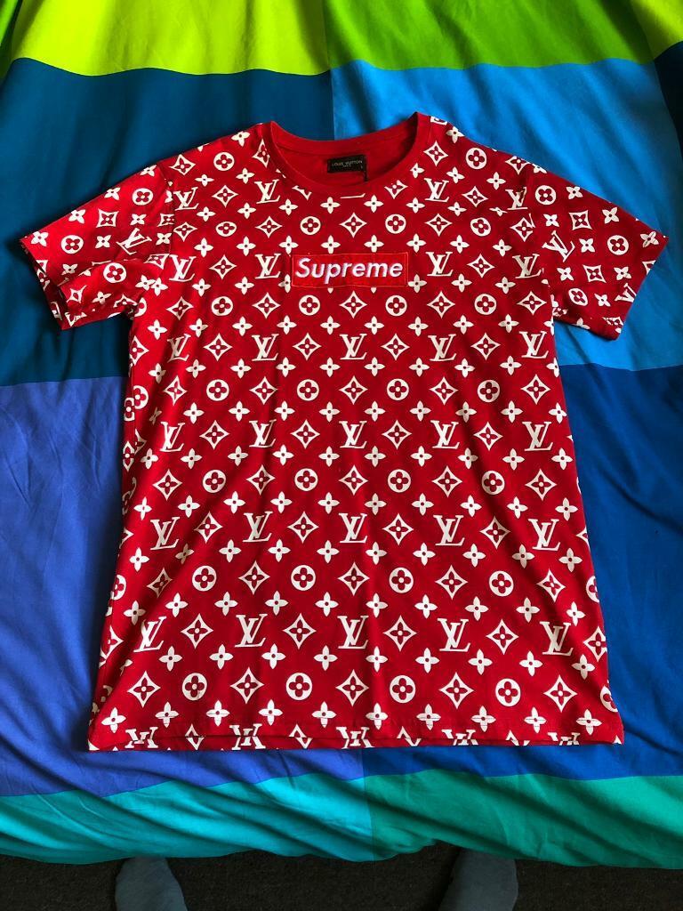 supreme louis vuitton t shirt red